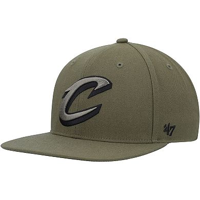 Men's '47 Olive Cleveland Cavaliers Ballpark Camo Captain Snapback Hat