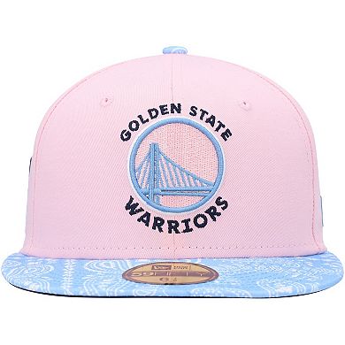 Men's New Era Pink/Light Blue Golden State Warriors Paisley Visor 59FIFTY Fitted Hat