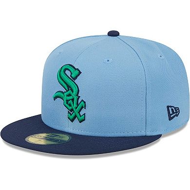 Men's New Era Light Blue/Navy Chicago White Sox Green Undervisor 59FIFTY Fitted Hat