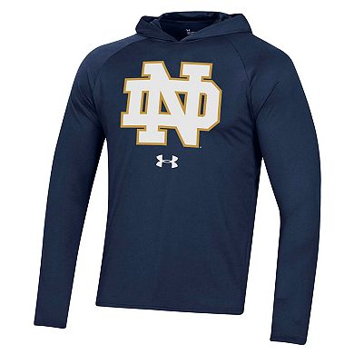 Men's Under Armour Navy Notre Dame Fighting Irish School Logo Raglan Long Sleeve Hoodie Performance T-Shirt