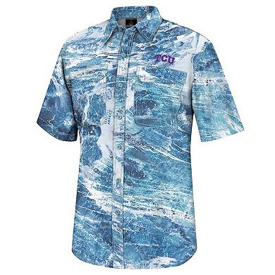 Men's Colosseum  Blue TCU Horned Frogs Realtree Aspect Charter Full-Button Fishing Shirt