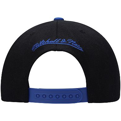 Men's Mitchell & Ness Black/Royal Philadelphia 76ers Side Core 2.0 Snapback Hat