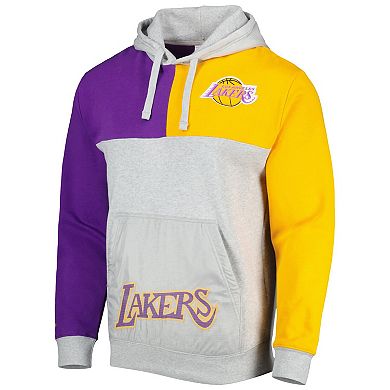 Men's Mitchell & Ness  Heather Gray Los Angeles Lakers Tie-Breaker Pullover Hoodie