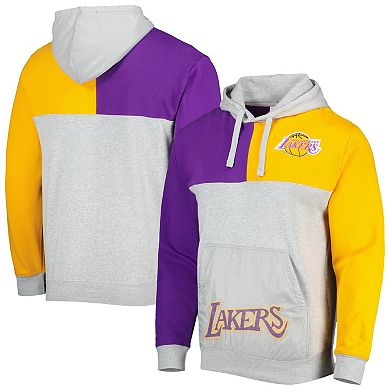 Men's Mitchell & Ness  Heather Gray Los Angeles Lakers Tie-Breaker Pullover Hoodie