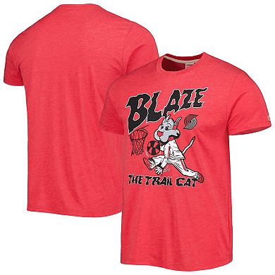 Unisex Homage Red Portland Trail Blazers Team Mascot Tri-Blend T-Shirt