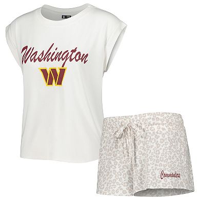 Women's Concepts Sport White/Cream Washington Commanders Montana Knit T-Shirt & Shorts Sleep Set