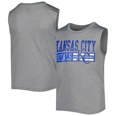 Youth Heather Gray Kansas City Royals Sleeveless T-Shirt