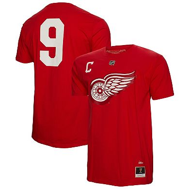 Men's Mitchell & Ness Gordie Howe Red Detroit Red Wings Captain Patch Name & Number T-Shirt