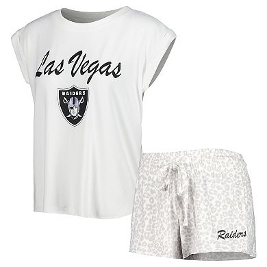 Women's Concepts Sport White/Cream Las Vegas Raiders Montana Knit T-Shirt & Shorts Sleep Set