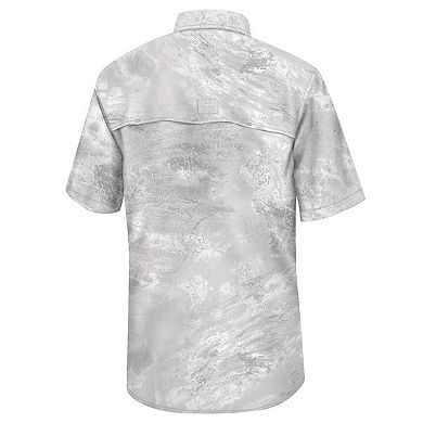 Men's Colosseum  White Utah Utes Realtree Aspect Charter Full-Button Fishing Shirt