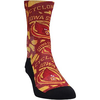 Youth Rock Em Socks Iowa State Cyclones Allover Logo & Paint Crew Socks