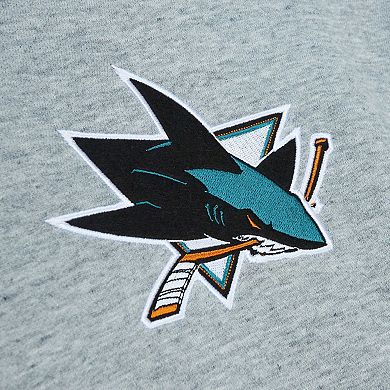 Men's Mitchell & Ness  Heather Gray San Jose Sharks Classic French Terry Pullover Hoodie