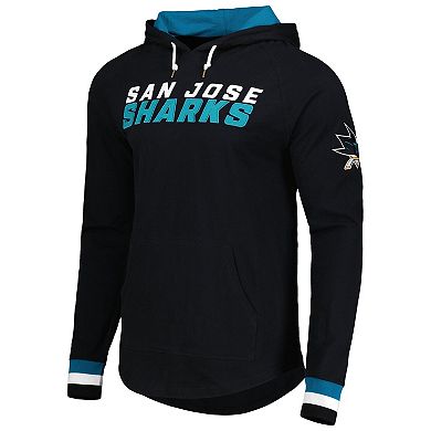 Men's Mitchell & Ness Black San Jose Sharks Legendary Slub Hoodie Long Sleeve T-Shirt