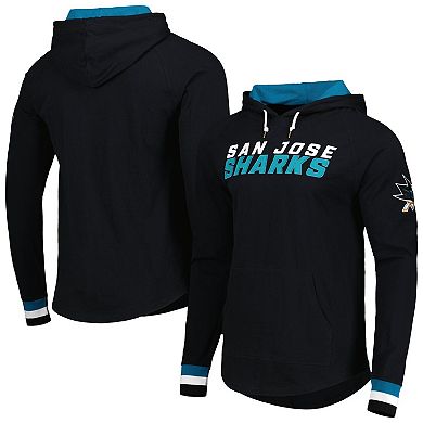 Men's Mitchell & Ness Black San Jose Sharks Legendary Slub Hoodie Long Sleeve T-Shirt