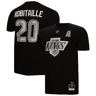Men's Mitchell & Ness Luc Robitaille Black Los Angeles Kings  Name & Number T-Shirt