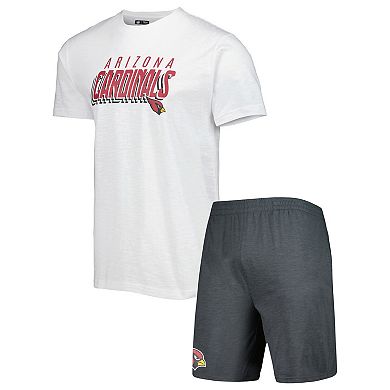Men's Concepts Sport Charcoal/White Arizona Cardinals Downfield T-Shirt & Shorts Sleep Set