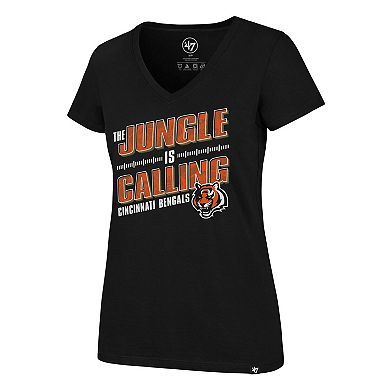 Women's '47 Black Cincinnati Bengals Team Regional Ultra Rival V-Neck T-Shirt