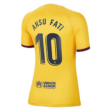 Women's Nike Ansu Fati Yellow Barcelona 2022/23 Fourth Breathe Stadium Replica Player Jersey