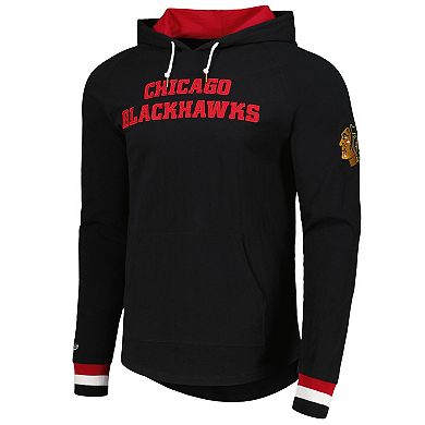 Men's Mitchell & Ness Black Chicago Blackhawks Legendary Slub Hoodie Long Sleeve T-Shirt