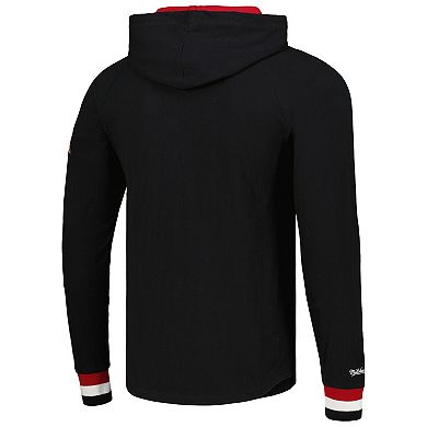 Men's Mitchell & Ness Black Chicago Blackhawks Legendary Slub Hoodie Long Sleeve T-Shirt