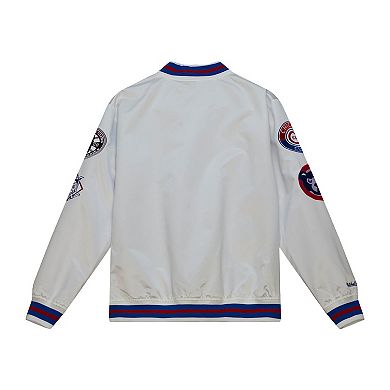 Men's Mitchell & Ness White Chicago Cubs City Collection Satin Full-Snap Varsity Jacket