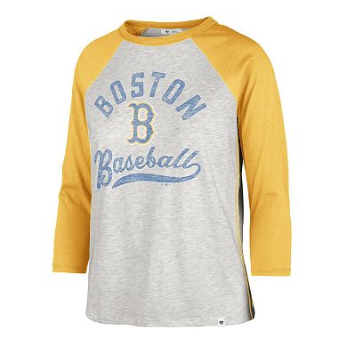 Women's '47 Gray Boston Red Sox City Connect Retro Daze Ava Raglan 3/4-Sleeve T-Shirt