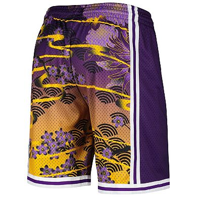 Men's Mitchell & Ness  Purple Los Angeles Lakers Lunar New Year Swingman Shorts