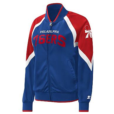 Women's Starter Royal Philadelphia 76ers Slam Dunk Raglan Full-Zip Track Jacket