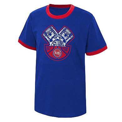 Youth Blue Detroit Pistons Hoop City Hometown Ringer T-Shirt