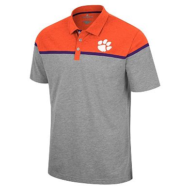 Men's Colosseum Heather Gray Clemson Tigers Chamberlain Polo