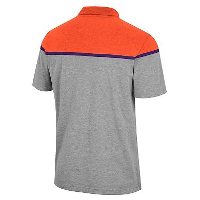 Men's Colosseum Heather Gray Clemson Tigers Chamberlain Polo