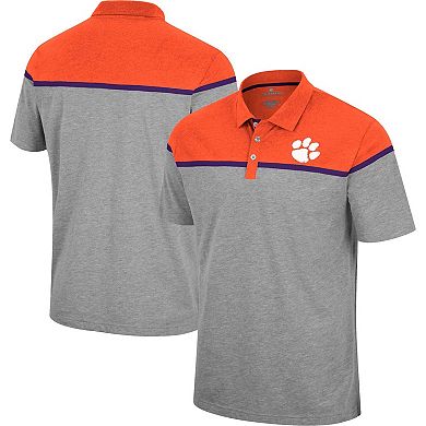 Men's Colosseum Heather Gray Clemson Tigers Chamberlain Polo