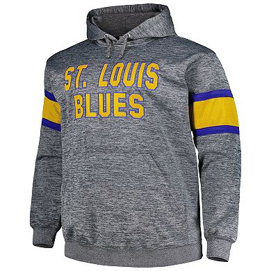 Men's Heather Charcoal St. Louis Blues Big & Tall Stripe Pullover Hoodie