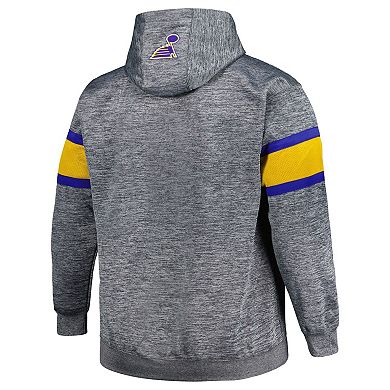 Men's Heather Charcoal St. Louis Blues Big & Tall Stripe Pullover Hoodie