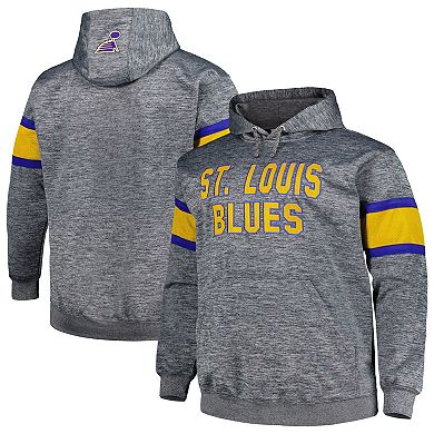 Men's Heather Charcoal St. Louis Blues Big & Tall Stripe Pullover Hoodie