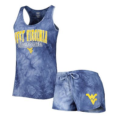 Women's Concepts Sport Navy West Virginia Mountaineers Billboard Tie-Dye Tank Top and Shorts Sleep Set