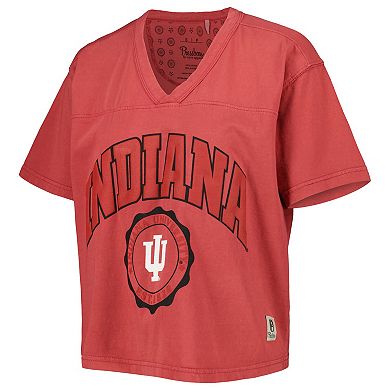 Women's Pressbox Crimson Indiana Hoosiers Sycamore Edith Waist-Length V-Neck T-Shirt