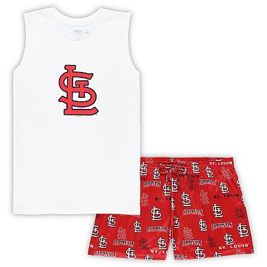 Women's Concepts Sport White/Red St. Louis Cardinals Plus Size Tank Top & Shorts Sleep Set