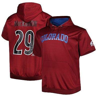 Men's Fanatics Branded Nathan MacKinnon Burgundy Colorado Avalanche Big & Tall Name & Number Pullover Hoodie