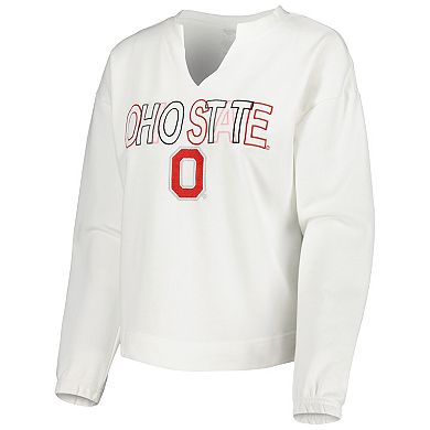 Women's Concepts Sport  White Ohio State Buckeyes Sunray Notch Neck Long Sleeve T-Shirt & Shorts Set