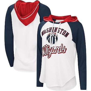 Women's G-III 4Her by Carl Banks White Washington Wizards MVP Raglan Hoodie Long Sleeve T-Shirt