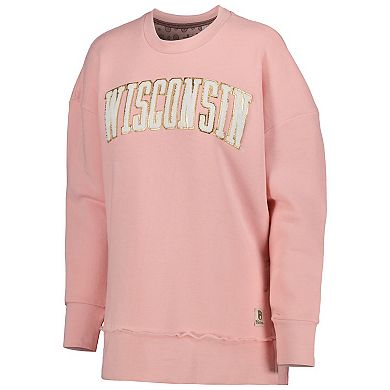Women's Pressbox Pink Wisconsin Badgers La Jolla Fleece Pullover Sweatshirt