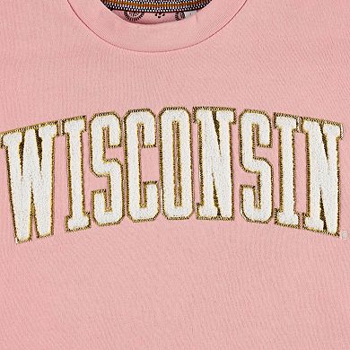 Women's Pressbox Pink Wisconsin Badgers La Jolla Fleece Pullover Sweatshirt