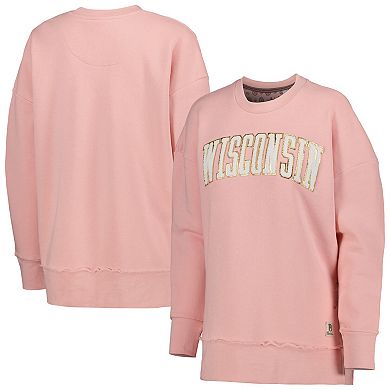 Women's Pressbox Pink Wisconsin Badgers La Jolla Fleece Pullover Sweatshirt