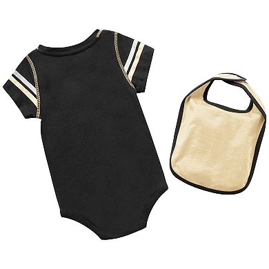 Newborn & Infant Colosseum Black/Gold UCF Knights Chocolate Two-Piece Bodysuit & Bib Set