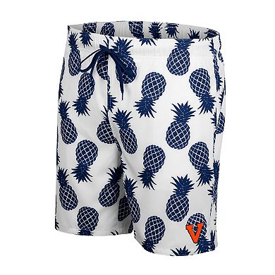 Men's Colosseum White Virginia Cavaliers Pineapples Swim Shorts