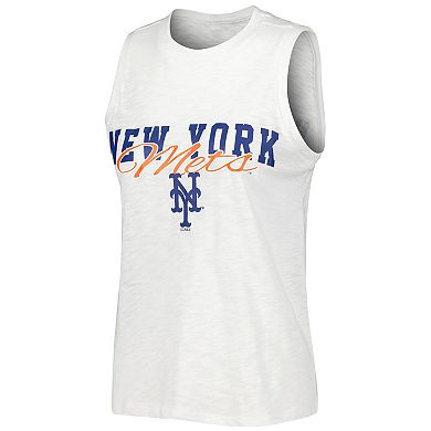 Women's Concepts Sport White New York Mets Reel Pinstripe Tank Top & Shorts Sleep Set