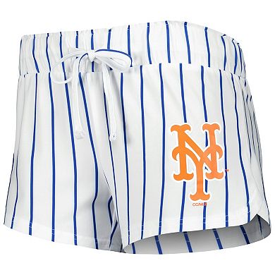 Women's Concepts Sport White New York Mets Reel Pinstripe Tank Top & Shorts Sleep Set