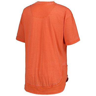 Women's Pressbox Heather Orange Clemson Tigers Vintage Wash Poncho Captain T-Shirt