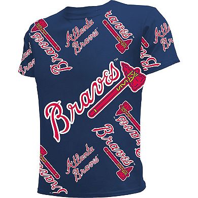 Youth Stitches Navy Atlanta Braves Allover Team T-Shirt